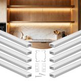 VEVOR Aluminium profiel voor ledstrips, 1 m, verpakking van 10 stuks, met opaaldiffuser, eindkappen en montagehouders, lichtdecoratie voor slaapkamer, woonkamer