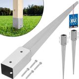KOTARBAU® 2 stuks Paalhouder met Punt, Paalvoet, Verzinkt Staal, 75 cm, Zilver, 61 x 61 mm