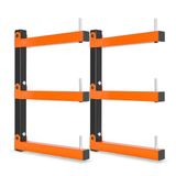 VEVOR 2x Cantileverrek met 3 Lagen, Opvouwbaar Houten Opbergrek, 50 Kg Per Laag, Metalen Wandrek voor Werkplaats, Magazijn, Garage en Kelder, Gemaakt van Koolstofstaal, met Opklapbare Armen en Vergrendelingsbouten
