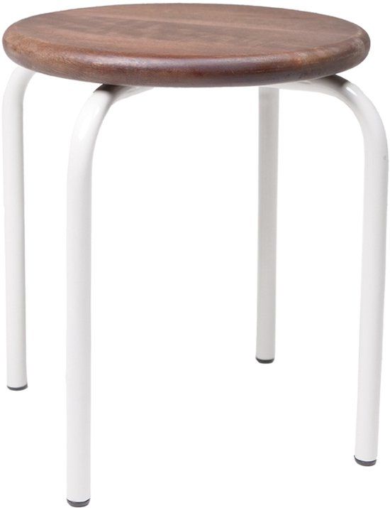 KidsDepot Circle Set Van 2 Krukjes - Walnoot/Beige - Bruin - 35 cm - Kinderen