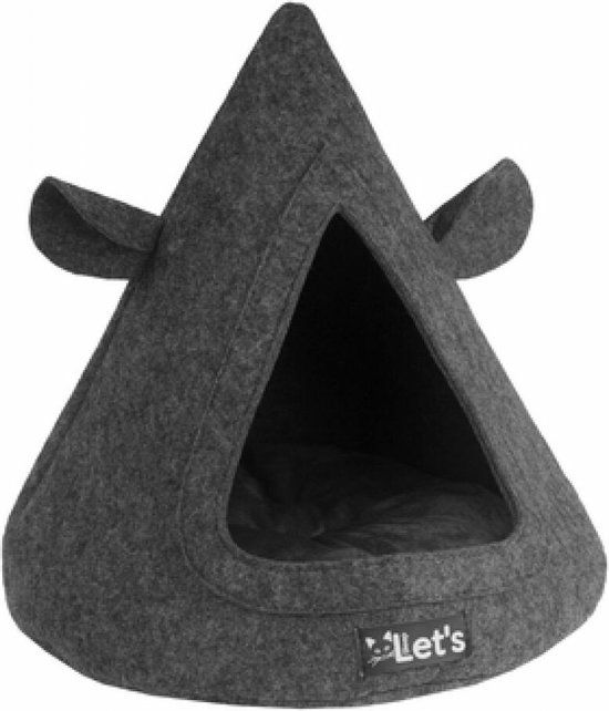 massion.nl Let's Sleep Pet Cave TeePee - Antraciet - Kattenmand - 50cm