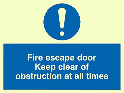 Viking Signs Fire Escape Door Sign - Photo luminescent Sticker - 150 x 200 mm
