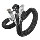 Romon 6 m kabelafdekking, 13-22 mm, uitbreidbaar, gevlochten, zelfsluitend, verborgen kabel, voor tv, pc, kantoor, bioscoop, beschermt hond en kat tegen kauwen