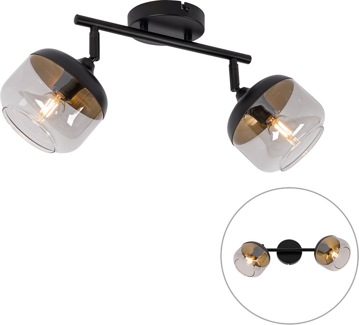 QAZQA Kyan - Design Wand- en Plafondspot - 2 Lichts - Grijs