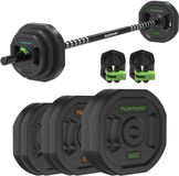Tunturi Aerobic Pump Gewichtenset 20kg - Halterset van rubber - Incl. halterstang met 6 schijven - Barbell set - Incl. gratis fitnessapp