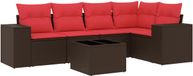 vidaXL Ensemble de banc de jardin 6 pièces avec coussins, polyrotin marron