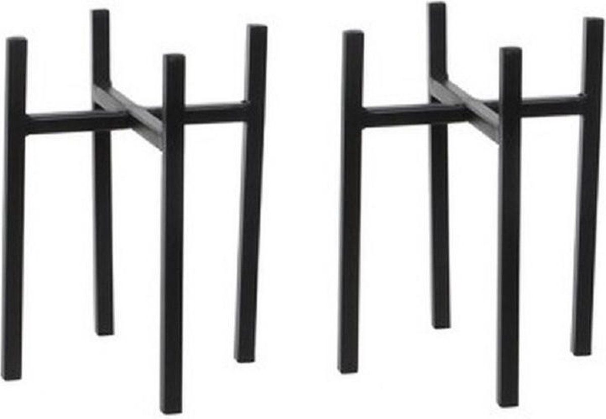 Mica Decorations Ascot Plantenstandaards - Zwart - 16,5 x 25 cm - 2 stuks