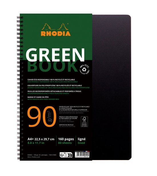 Rhodia Greenbook A4+ To-do lijst notitieboek, 180 pagina's, Zwart