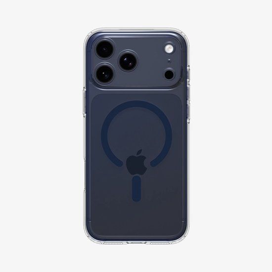 Spigen Ultra Hybrid (Mag Fit) hoesje voor Apple iPhone 17 Pro - Donkerblauw, Transparant
