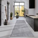 Elle Decor ation Pigment hoogpolig tapijt, modern woonkamertapijt, loper, langpolig shaggy, modern patroon, wollig, zacht, boho-tapijt voor woonkamer, slaapkamer, lichtgrijs, 80 x 240 cm