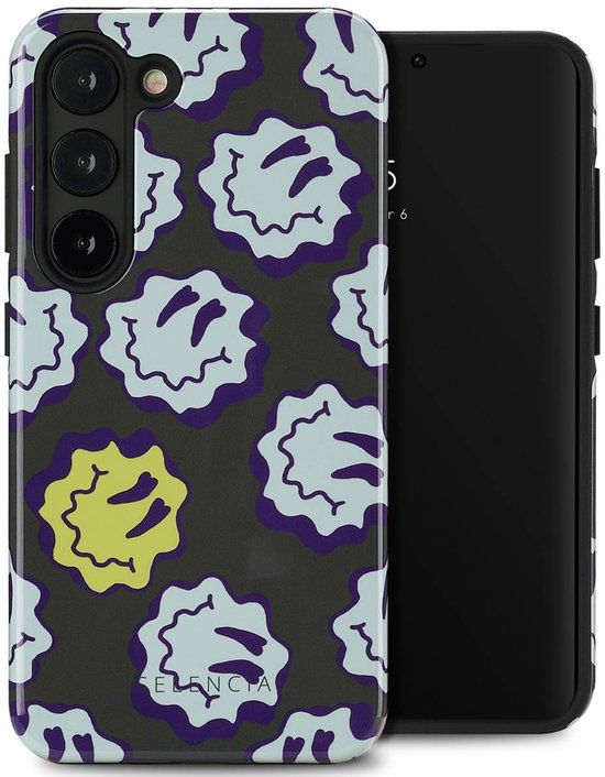 Selencia Hoesje - Geschikt voor Samsung Galaxy S23 - Backcover - Wavy Smiley Green