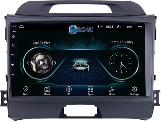 BG4U Navigatie radio Kia Sportage 2010-2015, Android 8.1, 9 inch scherm, GPS, Wifi, Mirror link, Bluetooth Merk