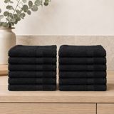 The Linen Room Gastendoekjes – 30 x 30 cm – Set van 12 – 100% Katoen – 600 GSM – Antraciet