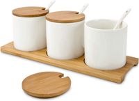 ROMINOX Geschenkartikel dip set // TRE Malva - 10-delige set, 3 schalen, 3 lepels en 3 deksels, op serveerplank, voor dips, sauzen of jam; afmetingen: ca. 28,5 x 9,5 x 9,2 cm