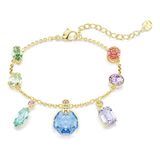 Swarovski Gema armband, Verschillende slijpvormen, Hangende kristallen, Meerkleurig, Goudkleurige toplaag