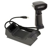 KALEA-INFORMATIQUE Handscanner voor het lezen van 1D EAN-barcodes en 2D QR-codes. Draadloos, 100 m bereik, oplaadbare batterij, op basis gemonteerd