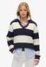 Superdry - Oversized kabeltrui met V-hals en strepen - Dames - Sweaters