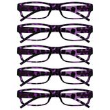 Leesbril The Reading Glasses Company ACE Leesbril, smal montuur, veerscharnieren, paars, 5 stuks, RRRRR32-5 - +2,00
