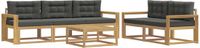vidaXL - Bank loungeset - 5 zitplekken - Wit en antracietkleurig - Acacia hout