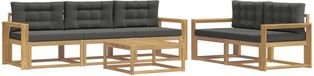 vidaXL - Salon d'angle - 5 places assises - Blanc et anthracite - Acacia bois