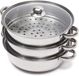 Four à vapeur en acier inoxydable - Casserole vapeur à 3 niveaux, 28 cm - Couvercle en verre - Convient pour mantis/raviolis - Lavable au lave-vaisselle