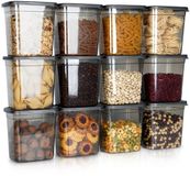 Vilde Boîte alimentaire avec couvercle 1,85 l 12 pièces - Gris foncé ; Transparent - Plastique - Sans BPA - Rectangulaire - Couvercle à clip - Hermétique