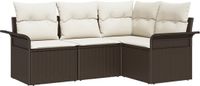 vidaXL Tuinbank Set 4-zits Poly Rattan Bruin