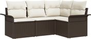 vidaXL Tuinbank Set 4-zits Poly Rattan Bruin