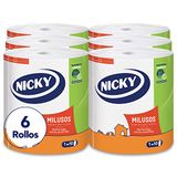 Nicky Miluso Keukenpapier, 6 rollen, 2-laags vellen, 300 vellen per rol, super absorberend en duurzaam papier, 100% FSC®-gecertificeerd papier