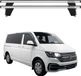 Omac Barres De Toit Transversales En Aluminium Compatibles Avec Vw T5 T6 Transporter Multivan Caravelle 2003-2024 – Antivol – Rainure En T – Testées City Crash – Charge Max 75 Kg Argent