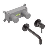 MAY Inbouw Wastafelmengkraan Stilo Eenhendel Incl. Inbouwbox Geborsteld Carbon Black PVD