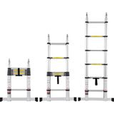 VEVOR Telescopische ladder, 1,85-3,79 m, A-vormige aluminium uittrekbare ladder, lichtgewicht, vouwladder met meervoudige invoer, 170 kg draagkracht met stabilisatorstang, multifunctionele ladder