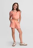 Minoti Kleding Set Meisjes Broderie - Tweedelig Crop Top en Short - Roze - 158/164