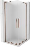 Mexen Velar L Duo cabine de douche coulissante 100 x 100 cm, verre dépoli, or rose