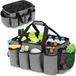 Merkloos ZenithVibe Schoonmaakcaddy Extra Groot - Opbergtas Voor Schoonmaakbenodigdheden - Draagtas Met Vakken - Huishoudelijk Werk - 900 ml Flessen - Efficiënte Organizer - Grijs