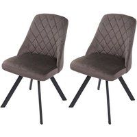HWC-K25 Set van 2 eetkamerstoelen, keukenstoel, fauteuil, gestoffeerde stoel, metaalfluweel ~ donkerbruin
