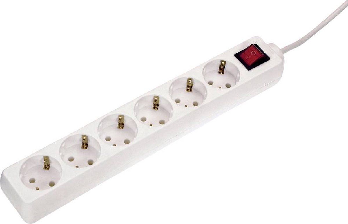 AS-Schwabe 11511 - Stopcontactstrip - 6-weg - Met schakelaar - 1.4 meter - Wit