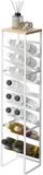 Yamazaki 1491 Tower 8-laags flessenrek met houten plank, wit, staal/hout/siliconen, minimalistisch, 19,3 x 20 x 88,5 cm