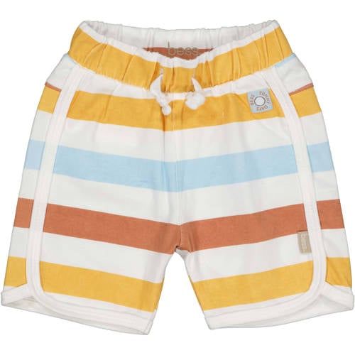 BESS regular waist gestreepte casual short bruin