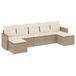 vidaXL Loungeset met Kussens Poly Rattan Beige