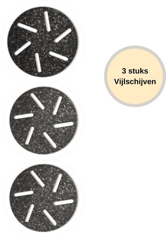 BAESS Essale 3 Vijlschijven voor BAESS Eeltverwijderaar - Kristal - Grof, Medium en Fijn