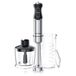 Arendo Staafmixer Set, 1000 W, inclusief hakmolen van 500 ml en maatbekers van 600 ml, staafmixer met DC-motor, 4 messen, traploos instelbaar, turboknop, zilver-zwart