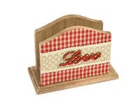 H&H Portatovaglioli Country Love Legno Colore Rosso Cm14X7X11H