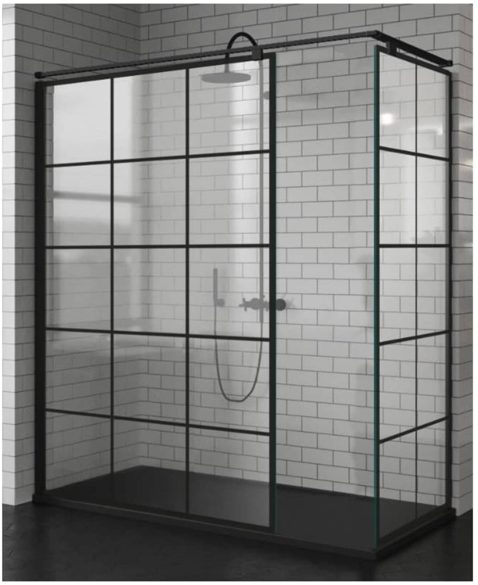 Novellini Kuadra - Douchewand - Zwart - 120 cm