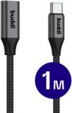 Buddi Flex USB-C naar USB-C Verlengkabel 60W 1M Zwart