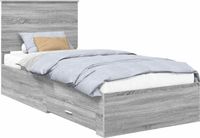 vidaXL Bedframe met lade Grijs Sonoma 90 x 200 cm Bewerkt hout