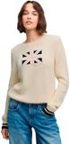 Superdry - Statement Flag Knit Dames Sweater - Maat L - Off White