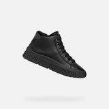 GEOX Laquinny Hoge Sneakers Dames Zwart Leer Maat 36