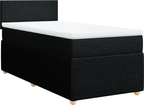 vidaXL Boxspring met matras stof zwart 90x200 cm