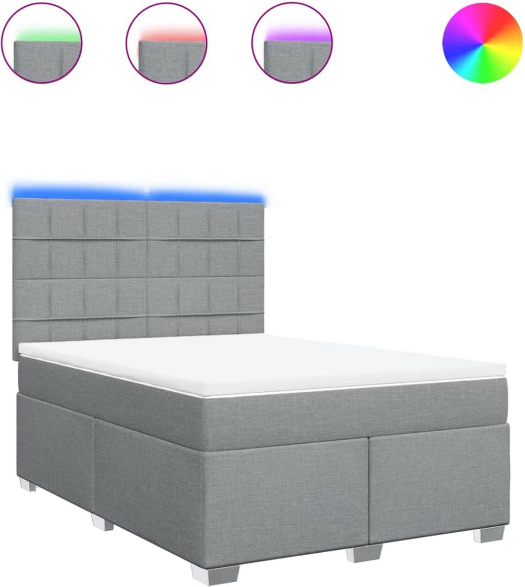 vidaXL Boxspring met matras - Stof - Lichtgrijs - 160x200 cm